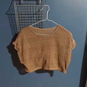 Brown Knit Cropped Top